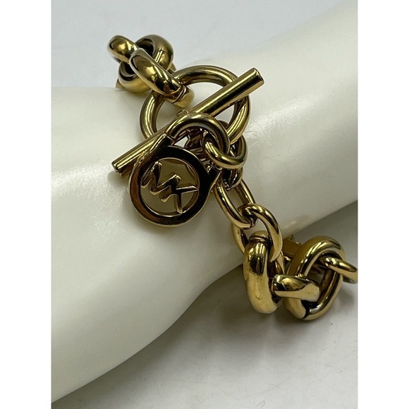 Michael Kors Gold-Tone Link Padlock Toggle Bracelet - Picture 1 of 10